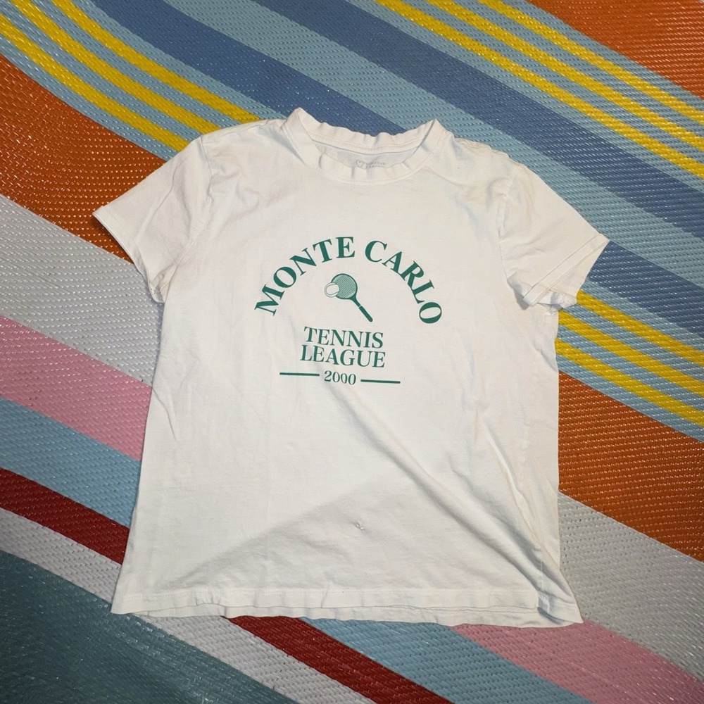 Primark Cares Monte Carlo T shirt White Green Women Size Large